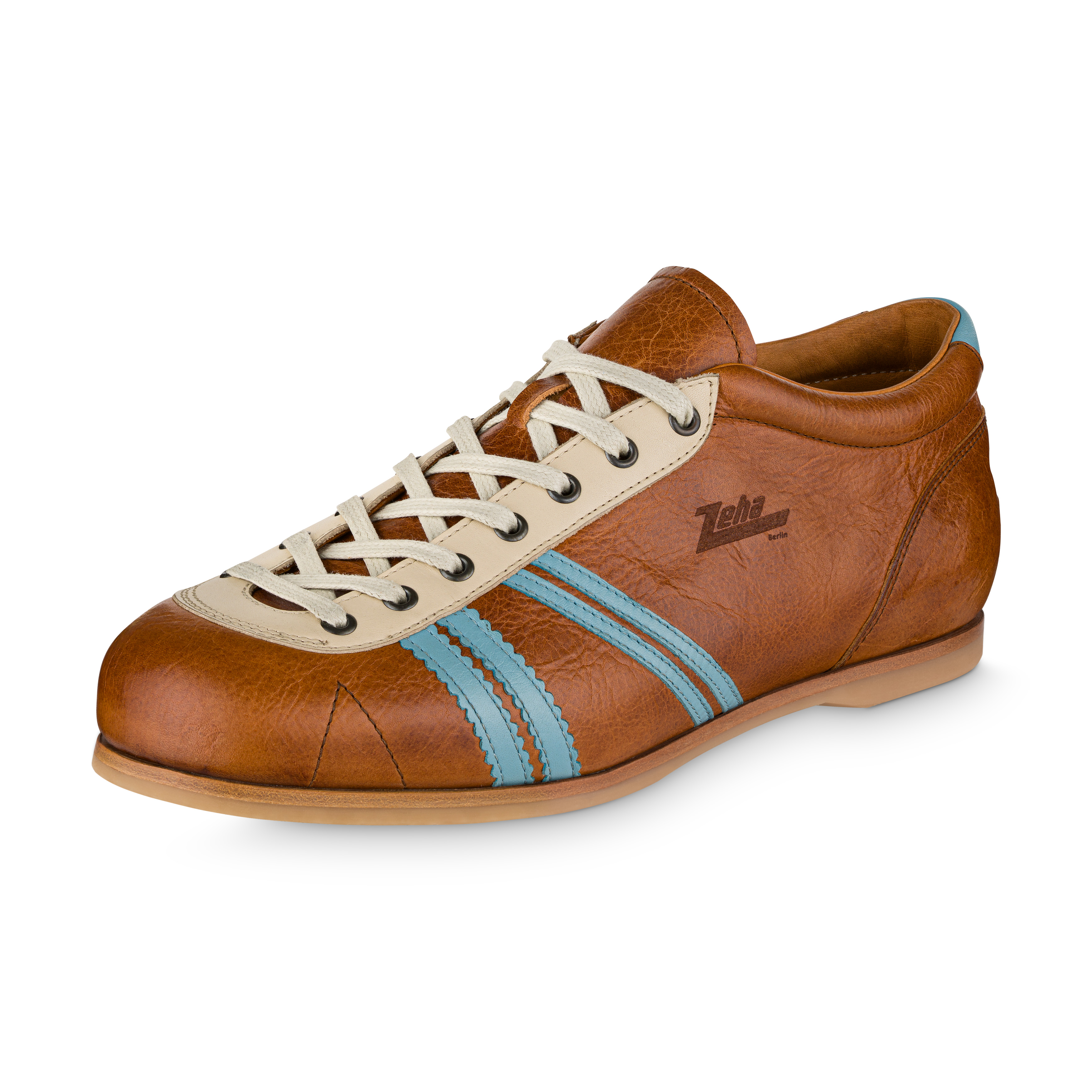 Carl Hässner Finalist Ledersneaker in Weiß, Azurblau und Braun