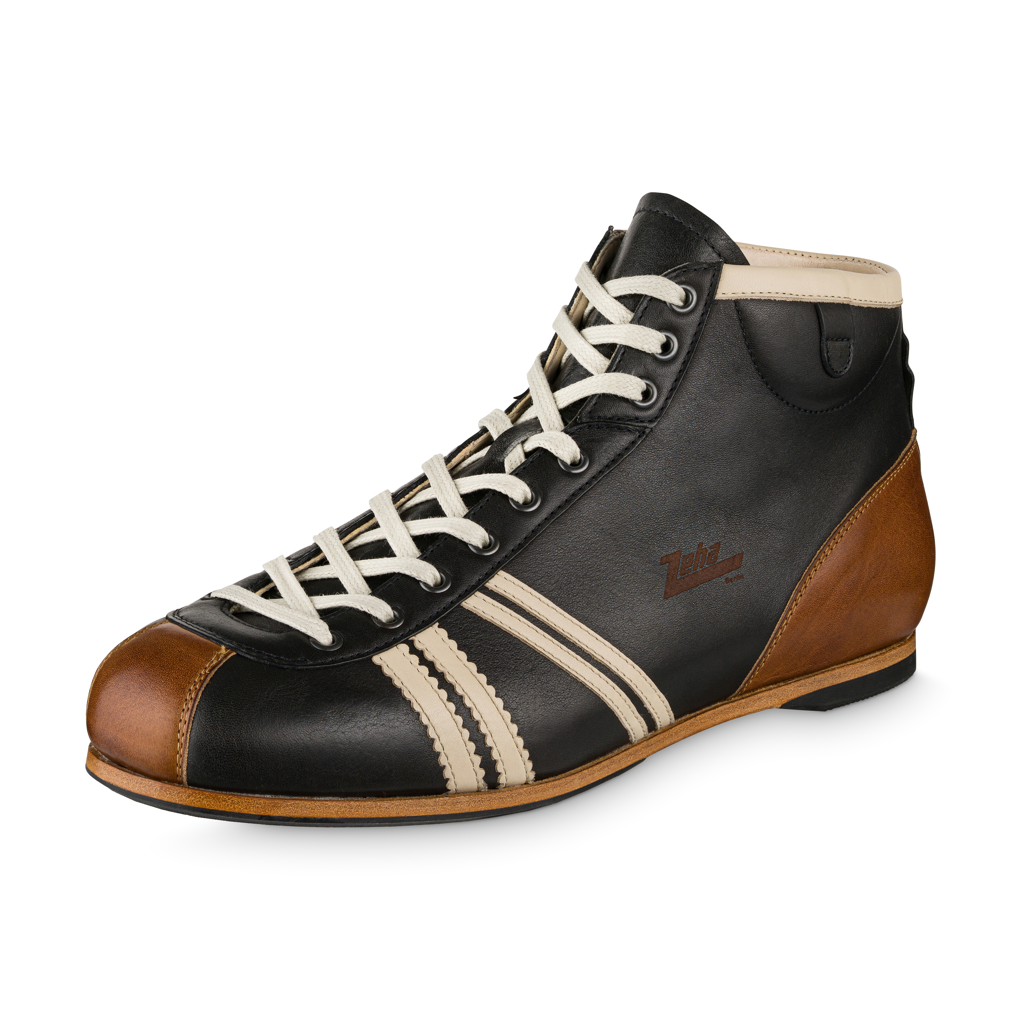 Carl Hässner Derby Ledersneaker in Grün, Cognac und Cremeweiß